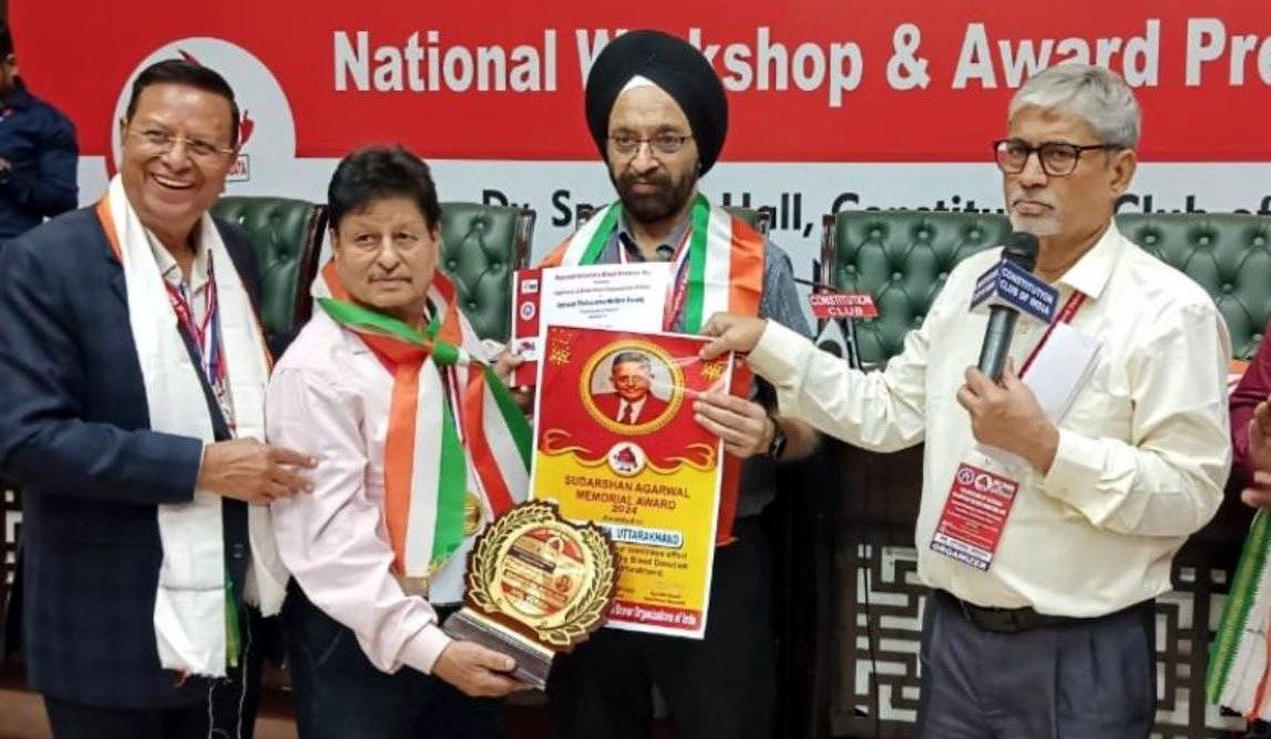 रक्तदाता शिरोमणि अनिल वर्मा राष्ट्रीय “सुदर्शन अग्रवाल मेमोरियल अवार्ड” से सम्मानित