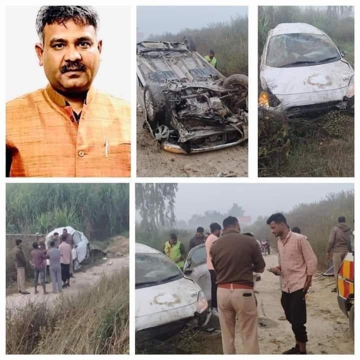 गाड़ी दुर्घटनाग्रस्त, भाजपा नेता विशाल गुप्ता घायल गाड़ी दुर्घटनाग्रस्त, भाजपा नेता विशाल गुप्ता घायल