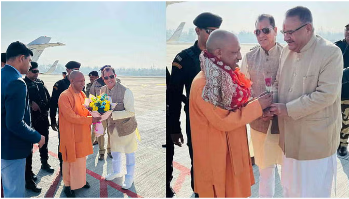 तीन दिवसीय दौरे पर पहुंचे सीएम योगी आदित्यनाथ, पैतृक गांव रवाना, भतीजी की शादी में होंगे शामिल